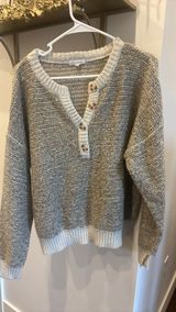 Brown and creme button up sweater  Photo 0