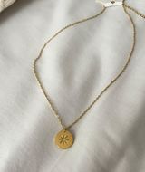 Gold Plated Stainless Steel Star Round Pendant Necklace Photo 0