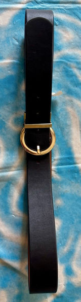 Black and gold Leather Belt Photo 0