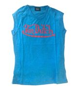 Von Dutch NEW Women’s Size M Blue Red Short Sleeve Raglan Tee T Shirt Top.  Photo 0