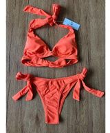 Beachsissi Coral Pink 2 Piece Bikini Set Size Small NWT Photo 0