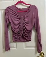 Alo Mauve Pink Button Hook Rutched Blouse Top Photo 0