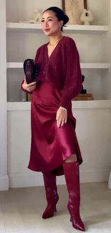 A-line Midi Satin Skirt Size S Photo 0