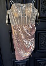 Boutique Homecoming Dress Champagne Sequin Photo 0