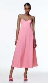 Zara pink poplin midi dress size XS Photo 0