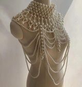 Bridal Luxury Pearl shoulder necklace Cape Lady Retro Prom Evening Shawl… Photo 0