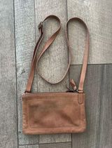 Lucky Brand Tan Sueded Leather Dual Compartment Crossbody Bag Photo 0