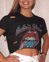 Rolling Stones Distressed Crop Tee Multiple Size M Photo 0