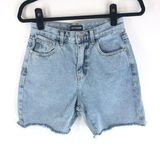 Pretty Little Thing Womens Denim Mom Shorts High Rise Cut Off Light Wash US 4 Photo 0