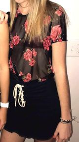 Black Mesh Floral Shirt Photo 0