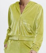 Fabletics Donna Golden Leaf Green Velour Hoodie Zip Up Track Jacket Photo 0