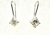 1 Carat Earrings Cubic Zirconia Sterling Silver 925 Stamped Photo 0