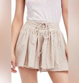 Free People Meet Your Match Flowy Lace Up Beige Shorts Size Small Photo 0