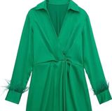 Feathers Faux Wrap Mini Dress NWT Photo 0