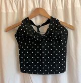 Evolution Not Revolution Vintage Retro 90s Polka Dot Cropped Tie Halter Top Black Photo 0