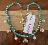 Cruise Control Blue Crystal Tennis Necklace Seashell Charms NWT Photo 0