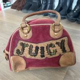 Vintage Juicy Couture Burgundy Velour Purse w/ Heart Mirror Charm Y2K Photo 0