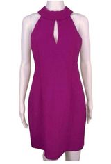 Trina Turk Halter Dress Fuschia Pink Gorgeous Size 10 Sleeveless Sheath Purple Photo 0