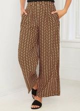 Who What Wear Geometric Print Pleated High Rise Wide Leg Pants Orange Black 6 Photo 0