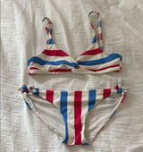 Solid and Striped Red, White, and Blue Bikini Set Photo 0