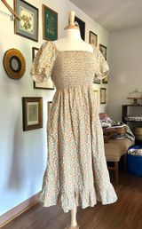 J.Crew peach Puff Sleeve Cotton Midi Dress Photo 0