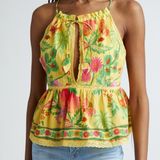 Farm Rio trending yellow fruit garden cotton peplum camisole in size medium Photo 0