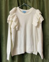 CeCe White Ruffle Sweater Photo 0