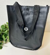 Lululemon Black Reusable Shopping Tote Bag with Logo and "Lululemon" Text Photo 0