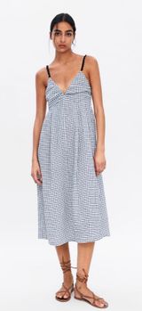 ZARA Strappy Checked Dress Photo 0