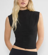 Aritzia Wilfred Black Smooth Matter Botanist Tank Mock Neck Small Photo 0