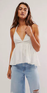 Free People White Halter Peplum Top Photo 0