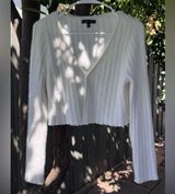 Kendall & Kylie White Fuzzy Cropped Cardigan Sweater – Size S Photo 0