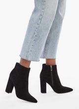 JustFab Rosamund Pointy Suede Block Heeled Bootie Photo 0