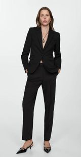 Mango Straight suit pants with satin trim Photo 0