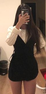 Cotton Candy LA Black Tied Front Romper Photo 0