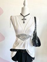 Y2K Babydoll Top, Y2K bling, Y2K Grunge, 2000s Fashion, Vintage, Medium Photo 0