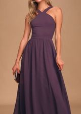Lulus Purple Halter Bridesmaid Maxi Dress Gown Womens S Formal Bridesmaid Prom Photo 0