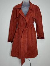 Solitaire  Anthropologie Long Wrap Jacket Coat Rust Orange size Medium with belt Photo 0