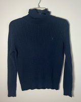 Polo Sport Ralph Lauren Old Money Navy Cable Knit Turtleneck Sweater Cotton Sz S Photo 0