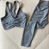ALO Yoga Blue-Grey Women's Legging Set Photo 0