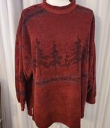 Artisians Red Vintage Terry Fabric Oversized Holiday Sweater Photo 0