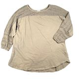 Umgee USA Womens Large Olive Green Crochet Detail Cotton 3/4 Sleeve‎ Shirt Photo 0