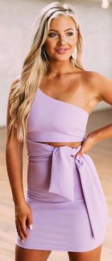 One Shoulder Lavender Dress Purple Photo 0