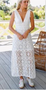 Fancy D White Lace Maxi Dress Photo 0