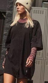 NEW! $60 FREE PEOPLE Movement Size M HOT SHOT TEE ROMPER ONESIE Washed Black Photo 0