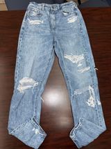 Distressed Mom Jeans Comfort Stretch Waistband Size 2 Long Photo 0
