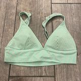 Aerie Green and white striped bikini top Photo 0