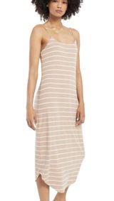 Z Supply Tan Striped Ribbed Spaghetti Strap Long Dress Size Large Casual Beach Photo 0