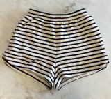 GAP Women's Striped Lounge Shorts Navy Cream Size Medium Elastic Waist Pockets Photo 0