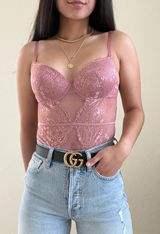 Pink Laced Bodysuit Photo 0
